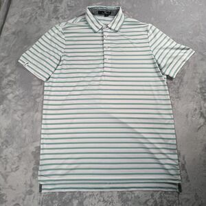 RLX Ralph Lauren Polo Shirt Men's L White Green Stripes Golf